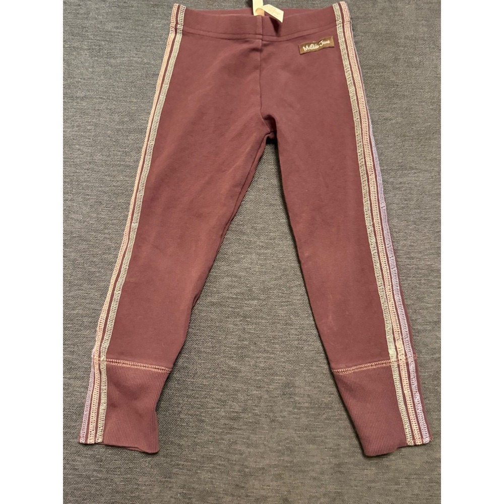 Matilda Jane Girls Burgundy Plum Rainbow Stitch Ribbed Cuff Leggings Size 4